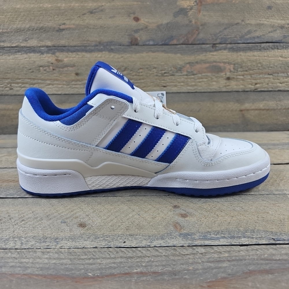 adidas Men's Originals Forum Low CL Shoes Core White/Royal Blue - Picture 8 of 13